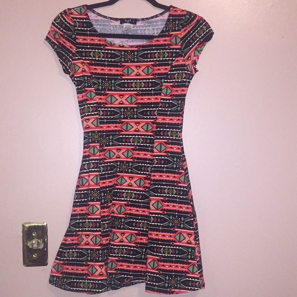 Skater style multicolored patterned dress